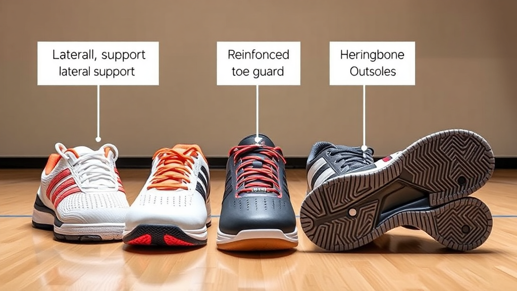 Court Shoes Lined Up On A Gym Floor