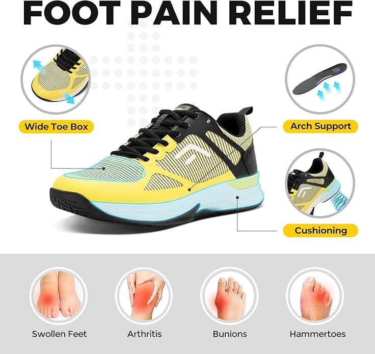 Fitville Extra Wide Pickleball Shoes Foot Pain Relief